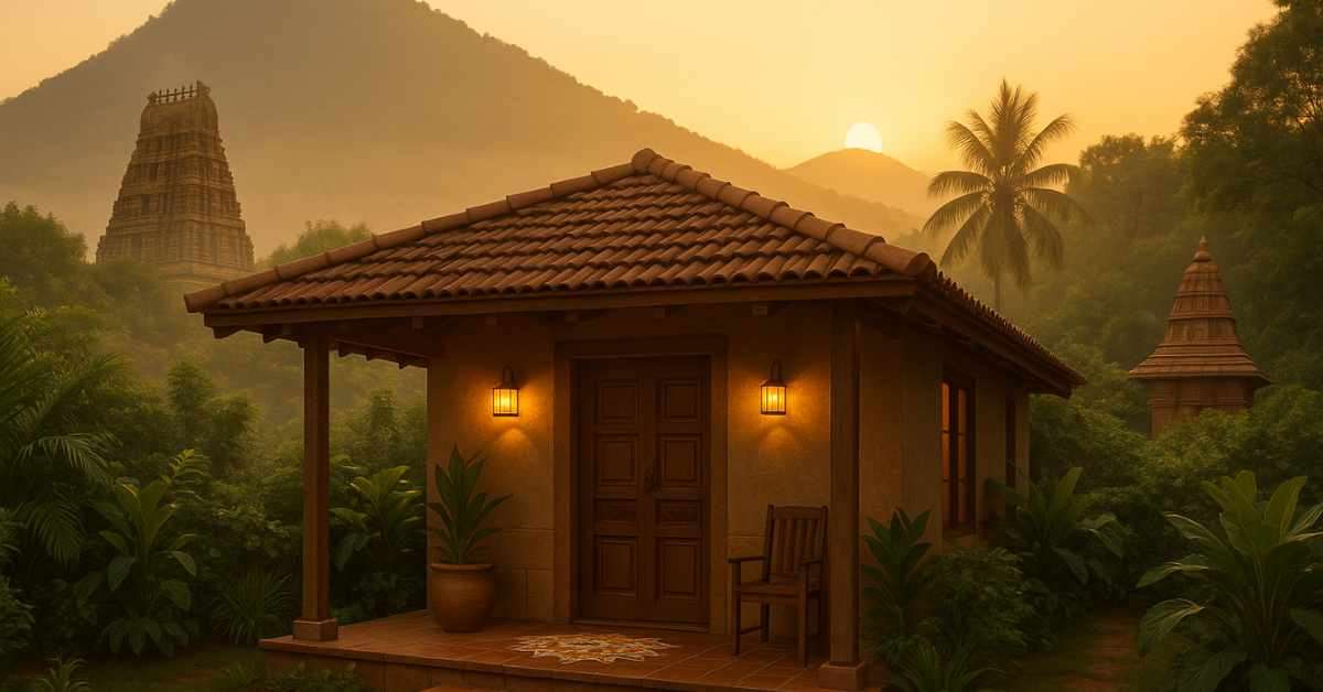 Tirupati Travel Guide featured image with hills, temple vibes, and eco-homestay ambiance